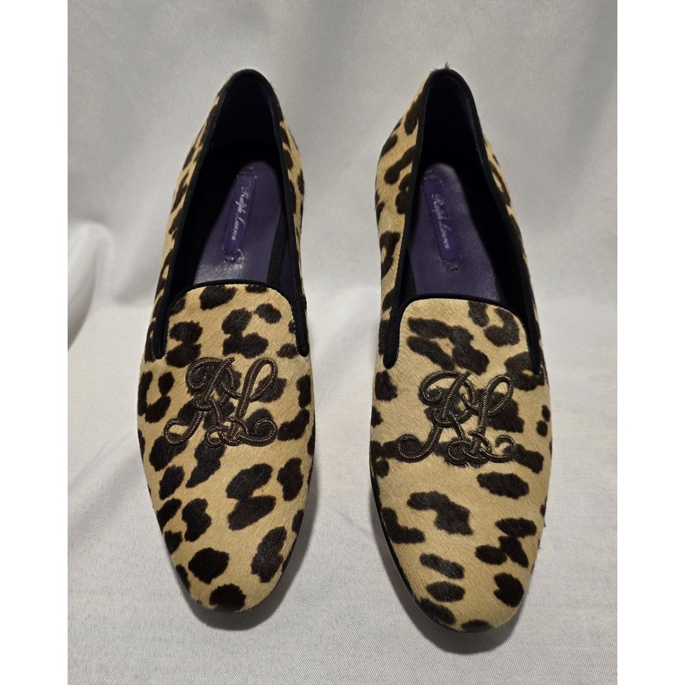 Ralph Lauren Purple Label 800922505001 Alonzo Leopard Print Flats. NWB. Size 9.5
